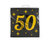 50 Jaar Servetten Zwart Goud 19cm 16st